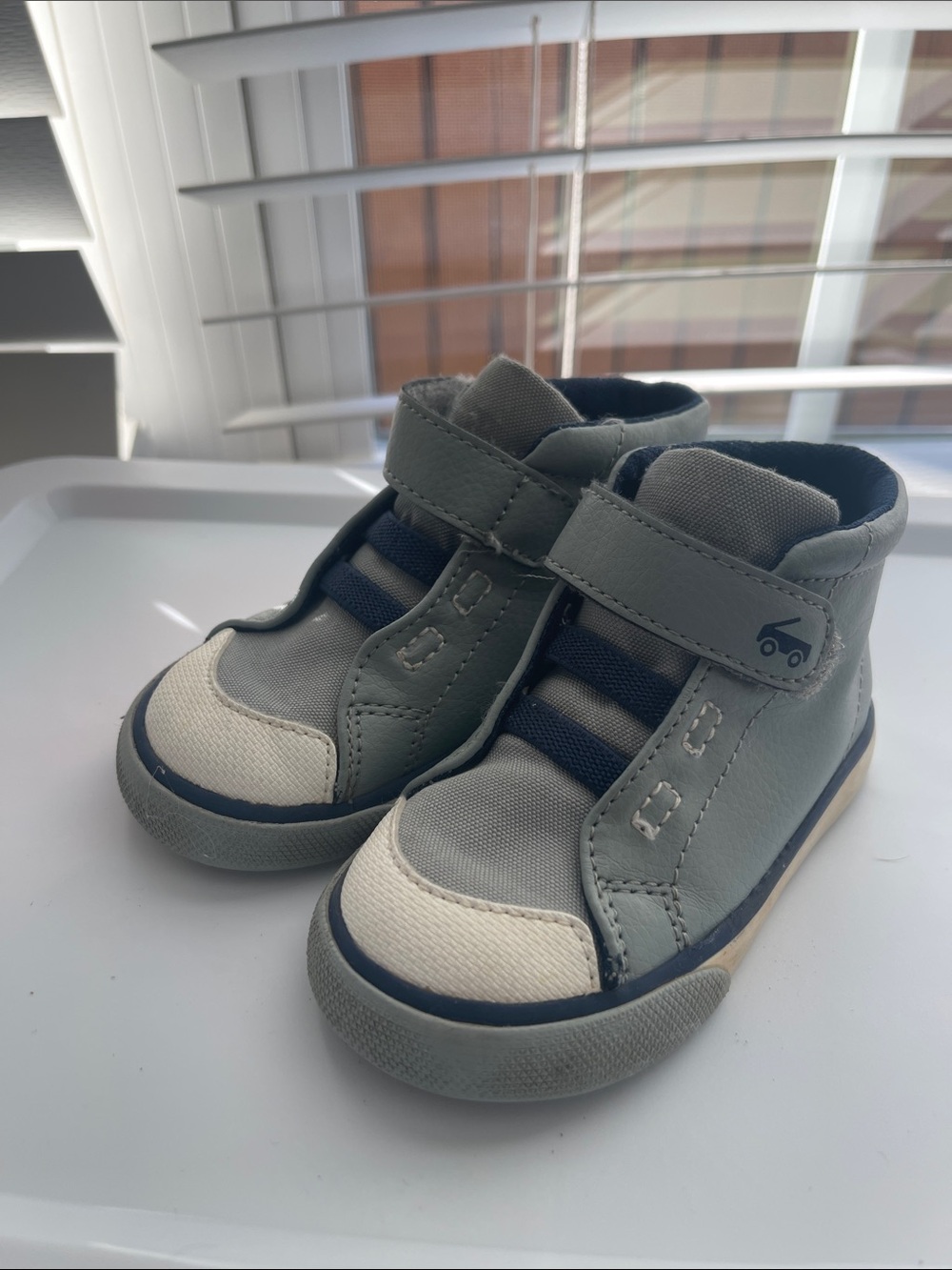 See Kai Run Gray & Blue Toddler High-Top Sneakers